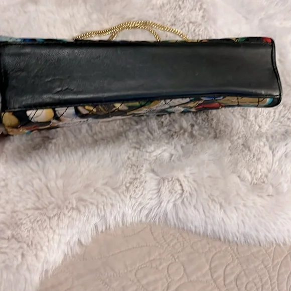 Vintage Nicole Miller Quilted Multi Jewel Tone Satin Absolut Chain Crossbody Bag